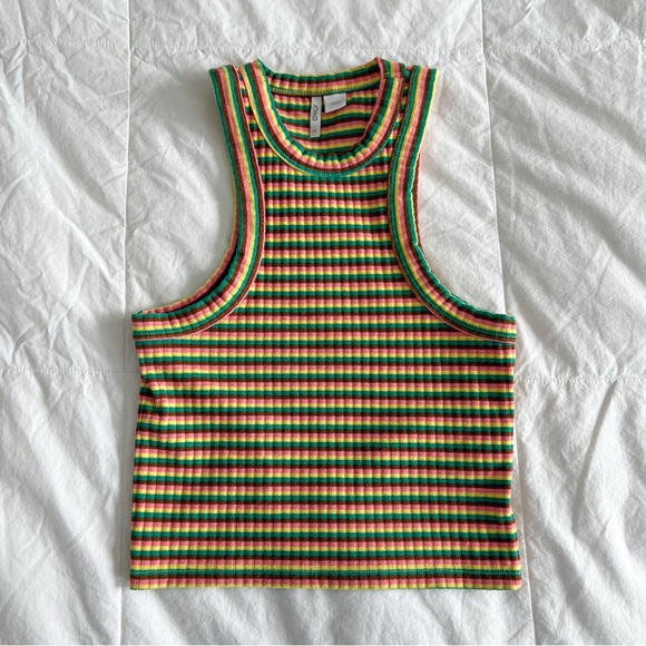 Only Ribbed Racer Neck Striped Tank Top - Picture 3 of 12